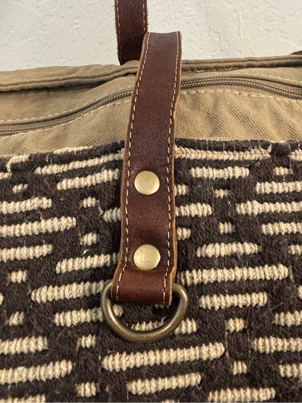 Myra Bag Large Brown Patterned Tote Bag Leather Handles Cowboy Western Travel - Picture 8 of 14